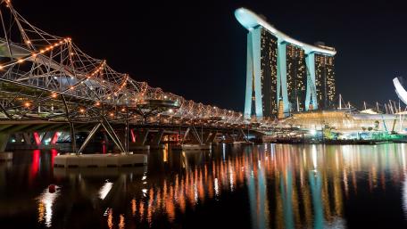 Stunning Night View of Modern City Skyline wallpaper