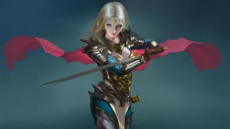 Warrior Woman in Fantasy Realm wallpaper