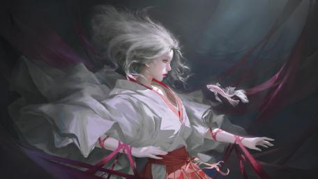 Mystical Maiden and Her Ethereal Dragon wallpaper