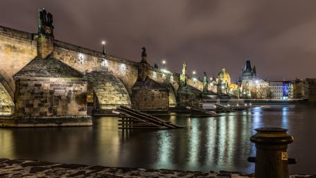 Charles Bridge by night wallpaper