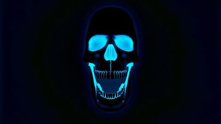 Blue neon skull wallpaper