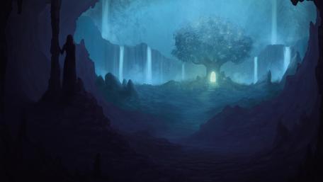 Mystical Blue Dreamscape wallpaper