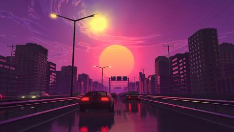 Retro city wallpaper