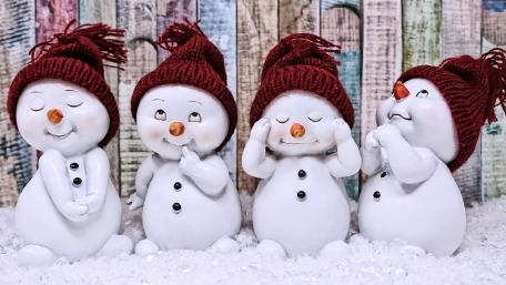 Joyful Snowman Quartet for Christmas Cheer wallpaper