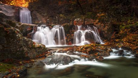 Serenity of Autumn Waterfalls wallpaper