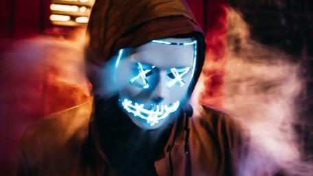 Neon Masked Guy in Hoodie Artistry wallpaper