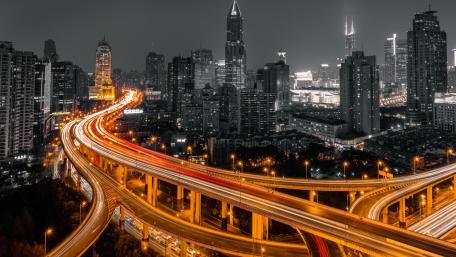 Vibrant City Lights at Night wallpaper