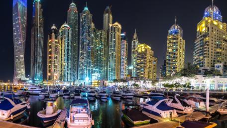 Motorboats at Dubai Marina wallpaper