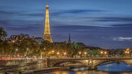 Eiffel Tower and the Seine wallpaper