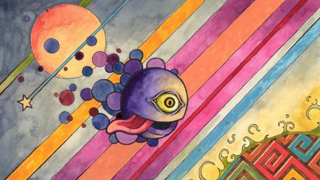 Psychedelic Creature's Cosmic Journey wallpaper