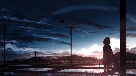 Twilight Contemplation Under Starry Skies wallpaper