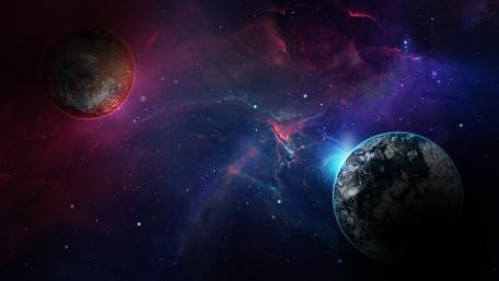 Mystical Planets in Cosmic Dance wallpaper