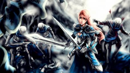 Warrior Woman in Epic Battle Scene wallpaper