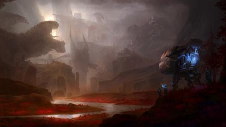 Mystical Encounter in a Futuristic Realm wallpaper
