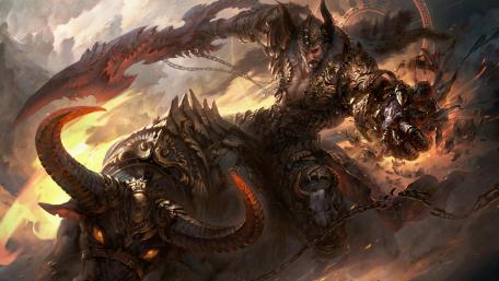 Epic Warlord Riding a Mythical Beast wallpaper