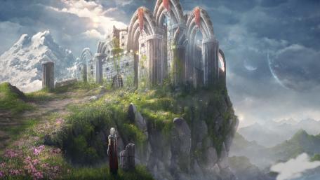 Majestic Castle on a Floating Island wallpaper