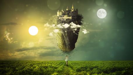Floating castle wallpaper