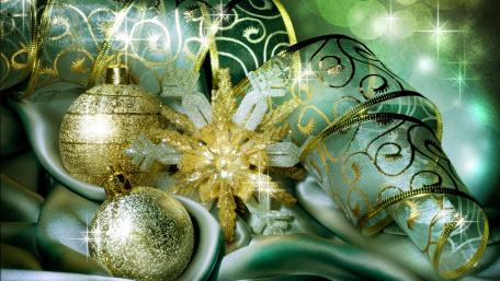 Gold and pale green christmas decoration wallpaper
