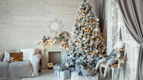 Cozy Christmas Wonderland Decorated for Celebration wallpaper