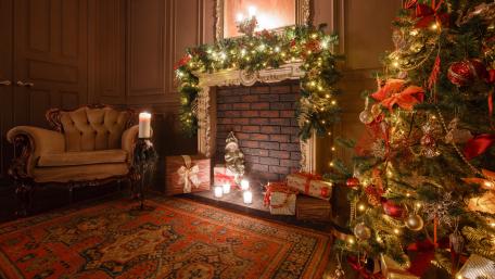 Christmas Eve Living Room Magic 5K Wallpaper wallpaper