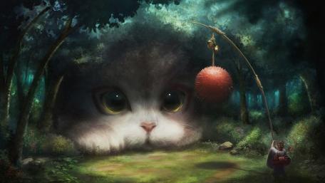 Enchanted Forest Cat Fantasy wallpaper
