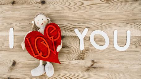 Romantic Expression of Love in Wood Design wallpaper