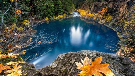 Serene Autumn Reflections in Nature's Embrace wallpaper