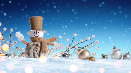 Festive Snowman Amidst Winter Wonders wallpaper