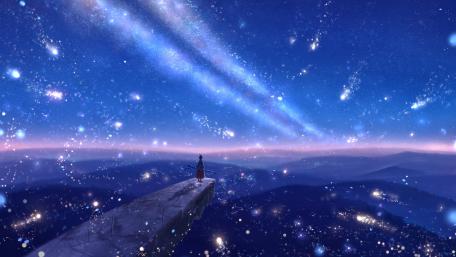 Celestial Dreams in a Blue Night Sky wallpaper