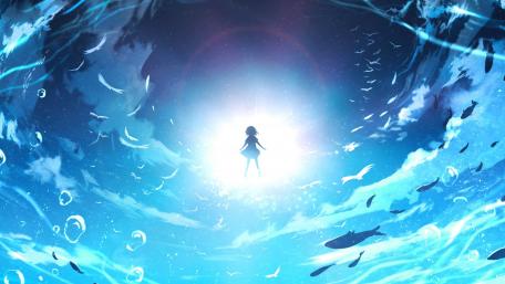 Dreamy Blue Skies with a Young Heart wallpaper