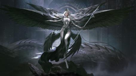 Dark Angel in a Mystical Realm wallpaper