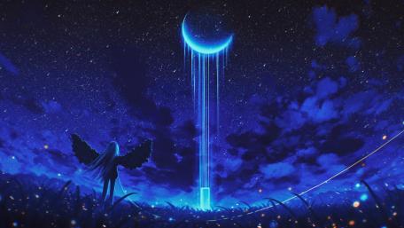 Angel Under the Moonlit Starry Sky wallpaper