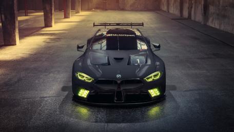 BMW M8 GTE in a Dim Garage wallpaper