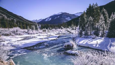 Winter Serenity by the River wallpaper