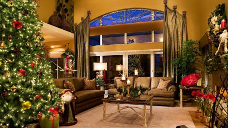 Christmas Elegance Festive Living Room Vibes 4K Wallpaper wallpaper