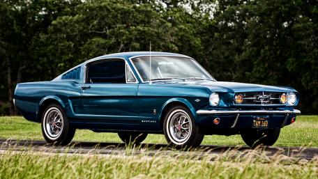 Classic Ford Mustang in Striking Blue Finish wallpaper