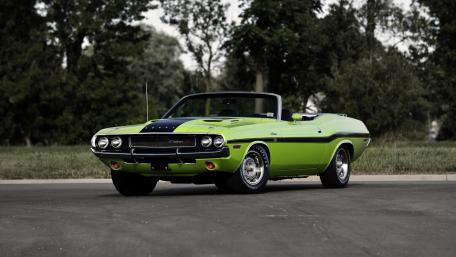 Vintage Cabrio Classic Car in Vibrant Green Shade wallpaper
