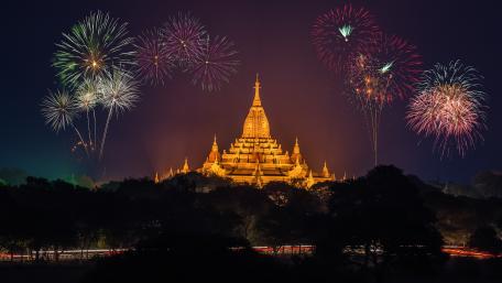 Fireworks at Ananda Temple wallpaper