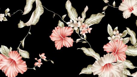 Floral Elegance Black Canvas wallpaper