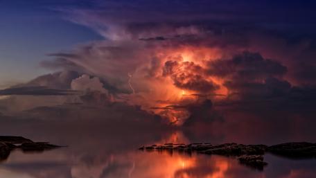 Electric Storm over Still Waters wallpaper
