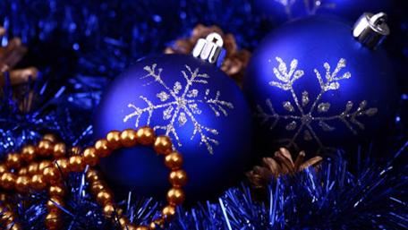Festive Blue Christmas Ornaments Magic wallpaper