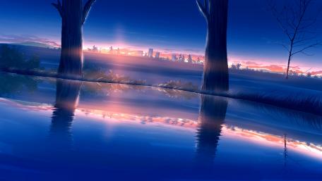 Serene Evening Reflection in Blue wallpaper