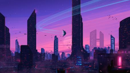 Dusk in the Neon Metropolis wallpaper