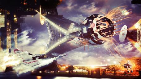Futuristic battle wallpaper