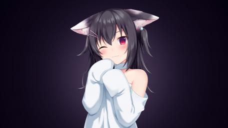 Kawaii Anime Girl with Cat Ears wallpaper