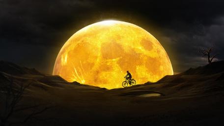 Cycling in the moonlight wallpaper