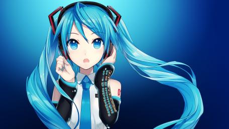Ethereal Hatsune Miku in Blue wallpaper