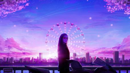 Purple ferris wheel wallpaper