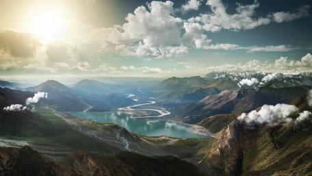 Mountain Majesty A Tranquil Dreamy Escape wallpaper