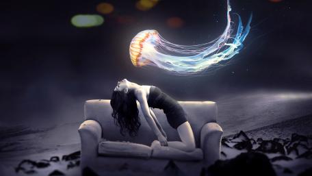Glowing jellyfish wallpaper